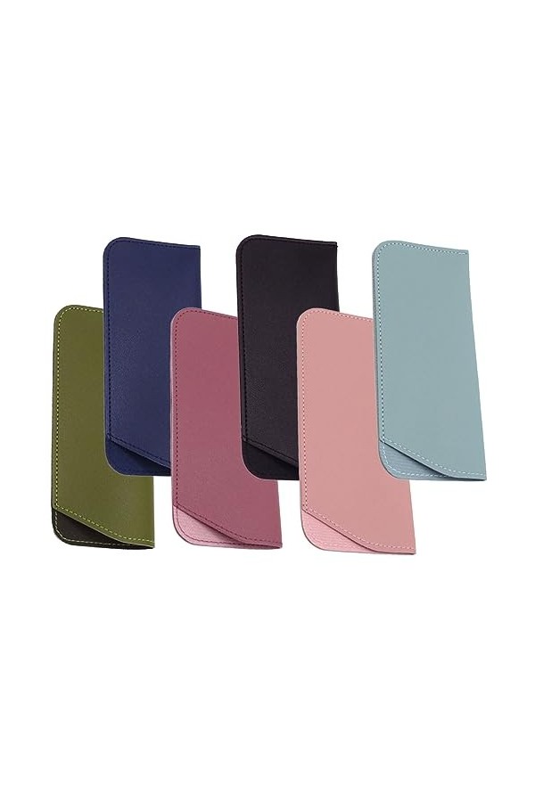 SSRDFU etui lunettes souple - 6pcs Étui à Lunettes en Cuir, Portable Étui à Lunettes de Soleil Souple Pochette en Cuir pour L