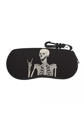 CZZYH Étui à lunettes souple portable avec mousqueton et fermeture éclair, étui à lunettes Rock Joy Skull pour homme et femme