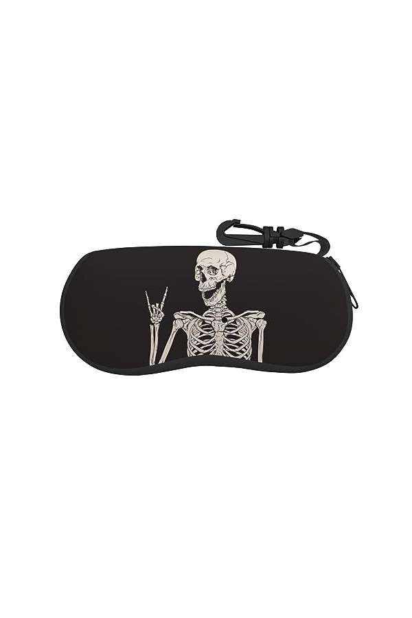 CZZYH Étui à lunettes souple portable avec mousqueton et fermeture éclair, étui à lunettes Rock Joy Skull pour homme et femme