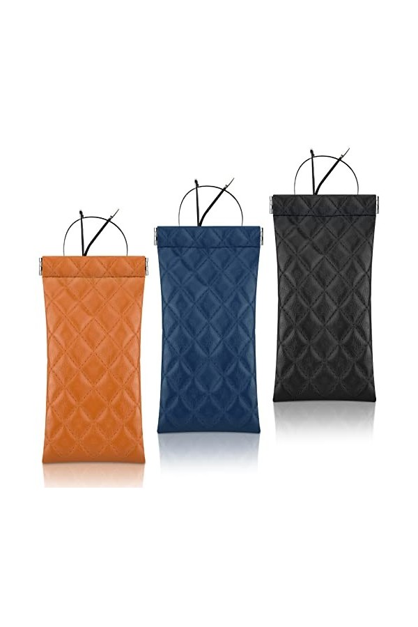 HIFOT Etui Lunettes Souple 3 Pièces, Cuir Etui Lunettes de Soleil Portable de Voyage, PU Mince Pochette Lunettes Etui Lunette