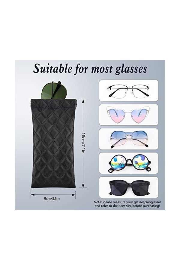 HIFOT Etui Lunettes Souple 3 Pièces, Cuir Etui Lunettes de Soleil Portable de Voyage, PU Mince Pochette Lunettes Etui Lunette