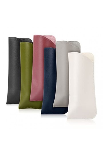 6pcs Étui à Lunettes Souple, 17,8x7,6cm Étui à Lunettes en Cuir Portable&nbsp;Étui&nbsp;à&nbsp;Lunettes de Soleil Souple&nbsp;Pochette en Cuir po