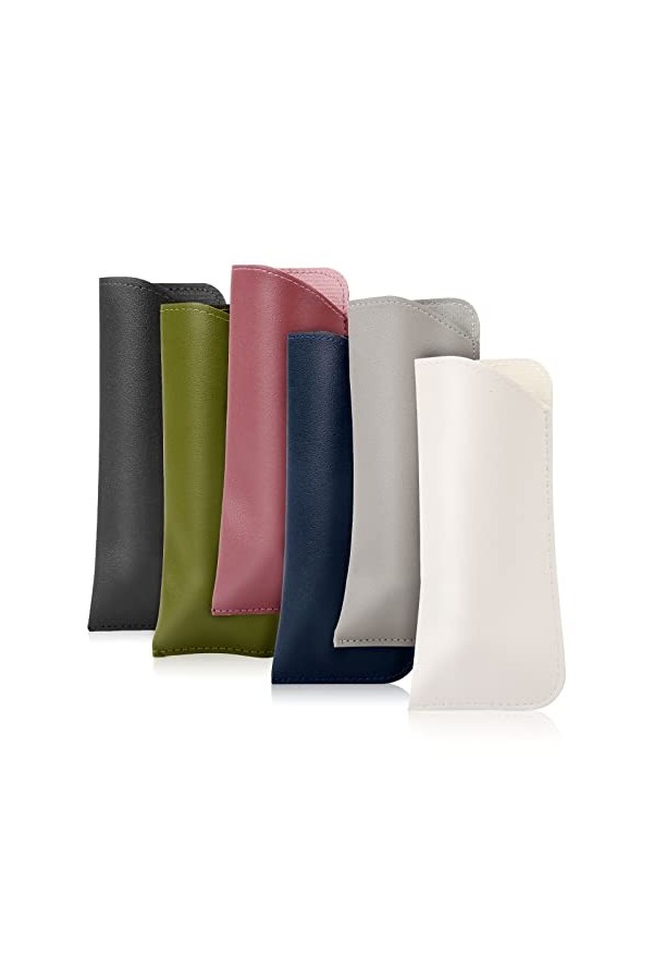 6pcs Étui à Lunettes Souple, 17,8x7,6cm Étui à Lunettes en Cuir Portable&nbsp;Étui&nbsp;à&nbsp;Lunettes de Soleil Souple&nbsp;Pochette en Cuir po