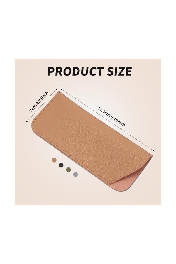 YTOOK Lot de 4 étuis à lunettes souples en cuir synthétique pour homme et femme 7,1 x 17,2 cm, 4 couleurs, multicolore, taill