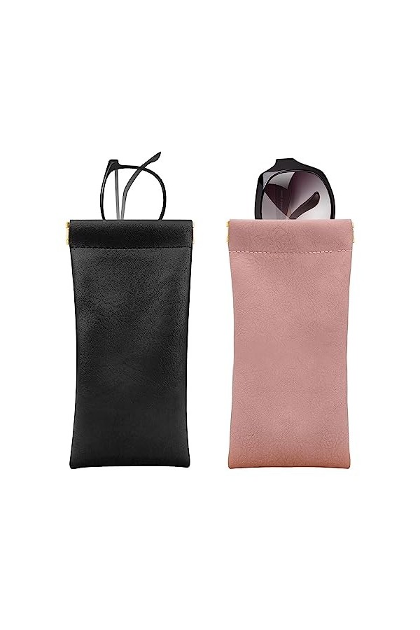 Kireida® Étui à lunettes de soleil 2 pièces - Étui à lunettes portable en cuir anti-rayures - Convient pour ranger téléphone 