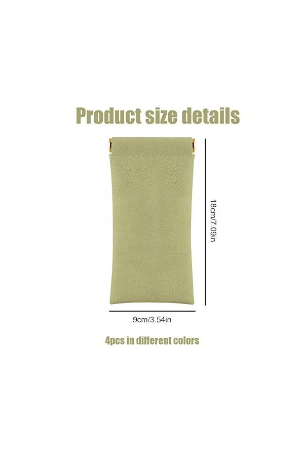 Keruto Lot de 4 étuis à lunettes souples pour homme et femme, étui à lunettes en cuir synthétique souple et étanche, bleu, ta