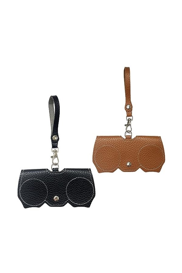 Kinretixia® Lot de 2 étuis à lunettes en cuir souple, protège vos lunettes des rayures et des chocs, étui à lunettes portable