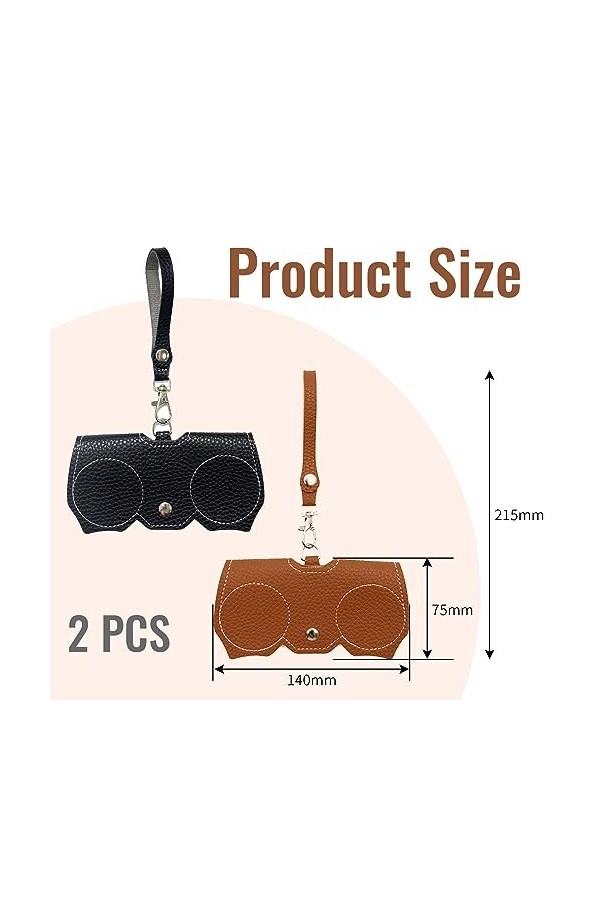 Kinretixia® Lot de 2 étuis à lunettes en cuir souple, protège vos lunettes des rayures et des chocs, étui à lunettes portable
