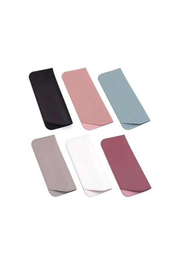 KGDUYC 6 pièces Étui à lunettes souple- Étui Lunettes,étui souple à glisser dans la pochette, PU Cuir Sac Lunettes Boitier po