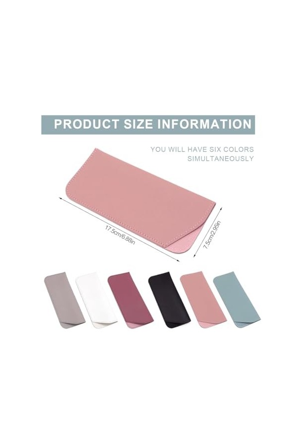 KGDUYC 6 pièces Étui à lunettes souple- Étui Lunettes,étui souple à glisser dans la pochette, PU Cuir Sac Lunettes Boitier po