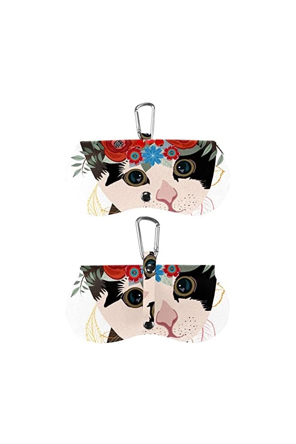 SHUAIGUO Joli chat dans une couronne de fleurs Étui à lunettes à coque souple Étuis à lunettes de protection Pochette à lunet