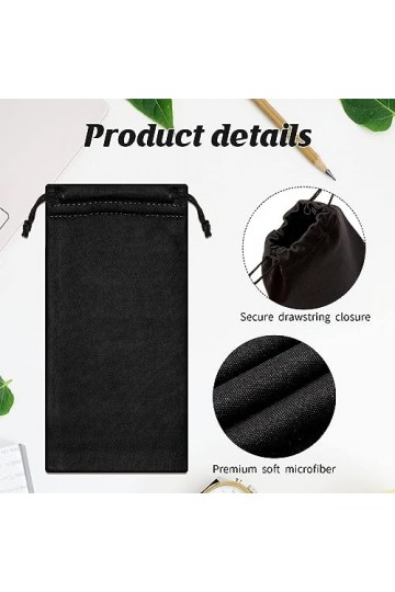 WKRTDY Ensemble de 6 pochettes en microfibre pour lunettes de soleil, idéales pour le nettoyage et le stockage, avec une poch