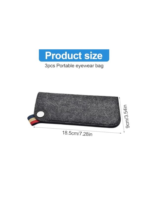 KSIUW Doux Étuis à Lunettes - 3 pcs Feutre Voyage Portable Slip dans Lunettes Cas Lunettes de Soleil Poche,étui à Lunettes de