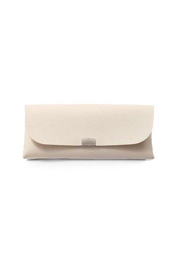 CCAIPU Etui à Lunettes pour Femmes Hommes, Etui à Lunettes en Cuir PU avec Doublure Microfibre Etui à Lunettes Noir Beige 