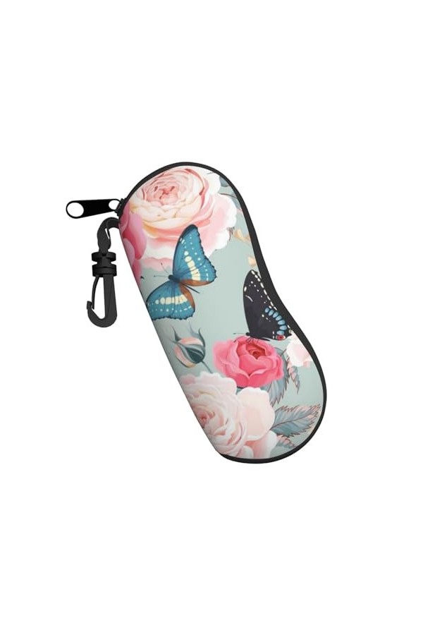 QQLADY Étui à lunettes de soleil en mer profonde pour homme et femme - Étui souple avec clip, Motif fleurs colorées, taille u