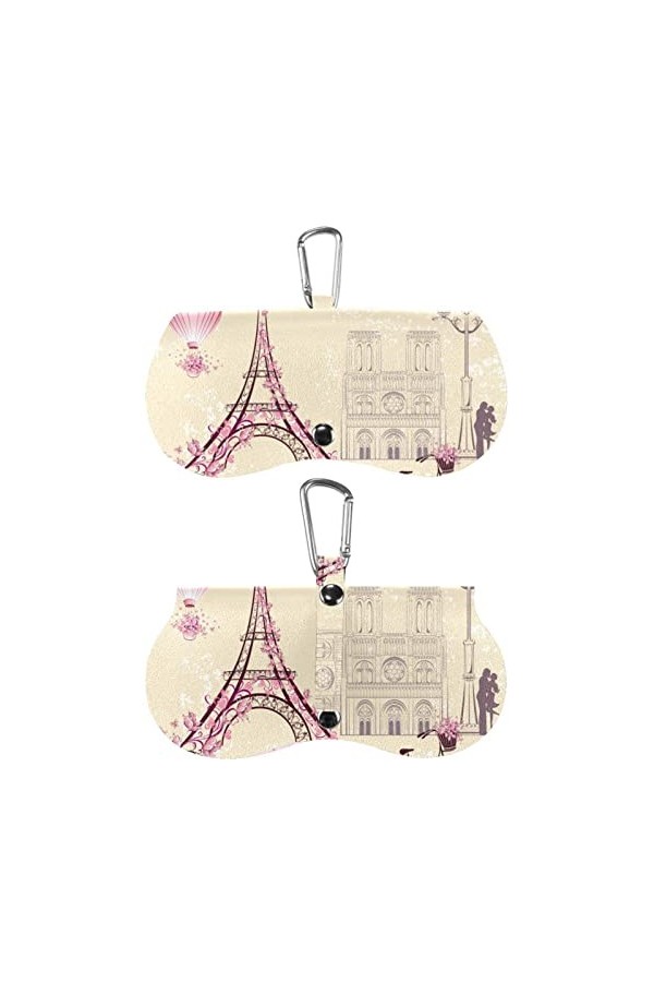 SHUAIGUO Vélo Rose Paris Tour Eiffel Étui à lunettes à coque souple Étuis à lunettes de protection Pochette à lunettes de sol