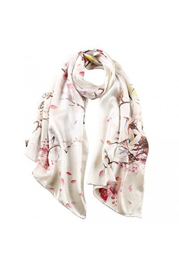 STORY OF SHANGHAI Femme Foulard 100% Soie de Mûrier Coloré Echarpe Léger Elégant Coupe Manuel Meilleur Cadeau pour votre Lady