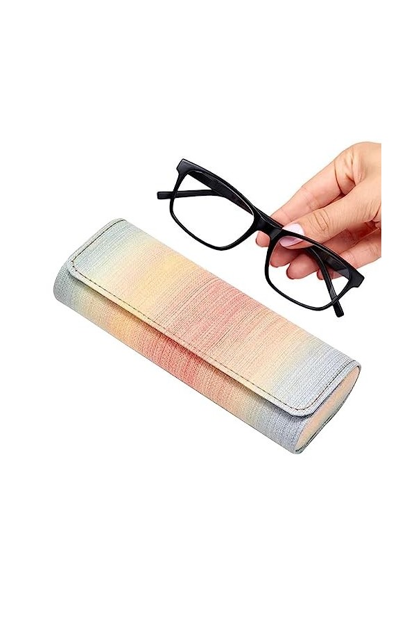 Étui à lunettes rigide Rainbow Colors, étui à lunettes de soleil portable en cuir PU, étui à lunettes léger pour femmes homme