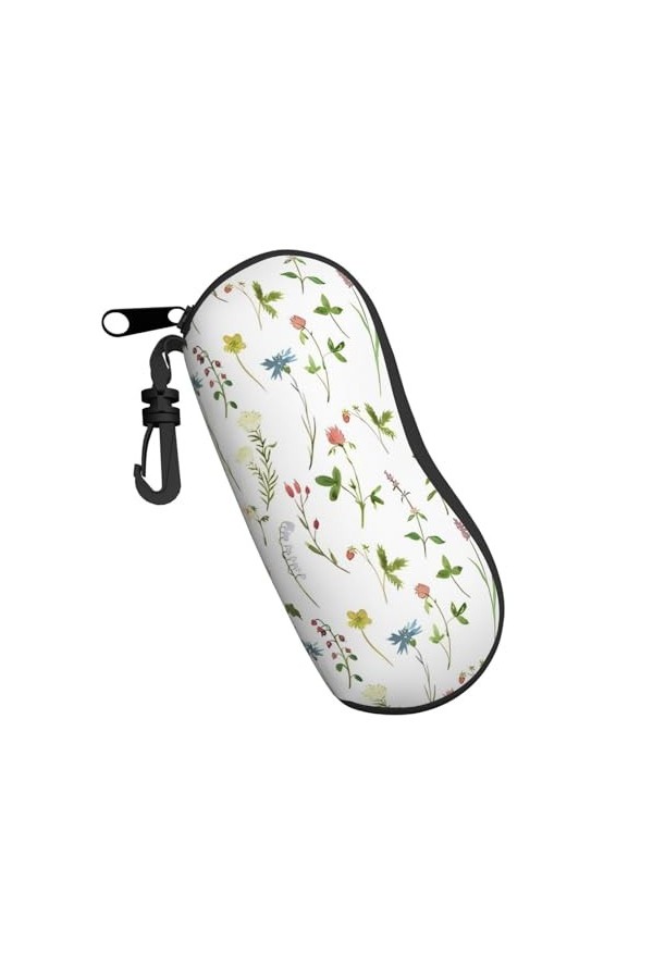 QQLADY Étui souple avec clip pour lunettes de soleil Motif tournesols printaniers rétro Pour homme et femme, Aquarelle de fle