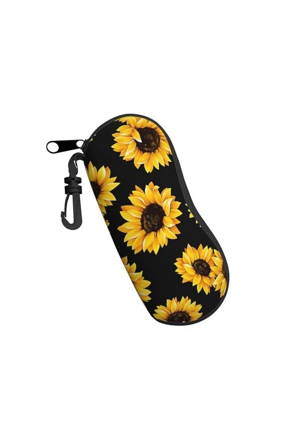 QQLADY Étui souple avec clip pour lunettes de soleil Motif tournesols printaniers rétro Pour homme et femme, Aquarelle de fle