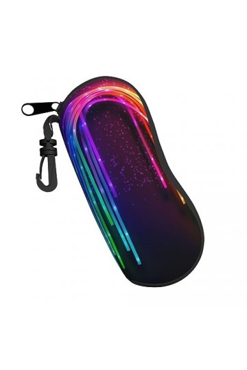 QQLADY Étui souple avec clip pour lunettes de soleil motif feuille de forêt tropicale pour homme et femme, Fluo arc-en-ciel, 