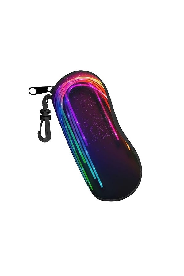 QQLADY Étui souple avec clip pour lunettes de soleil motif feuille de forêt tropicale pour homme et femme, Fluo arc-en-ciel, 