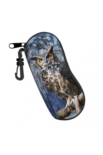 QQLADY Étui souple avec clip pour lunettes de soleil en forme de clé de piano pour homme et femme, Clôture hibou assis, taill