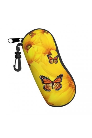 QQLADY Étui souple avec clip pour lunettes de soleil et lunettes de soleil - Fond doré et bleu de Noël - Pour homme et femme,