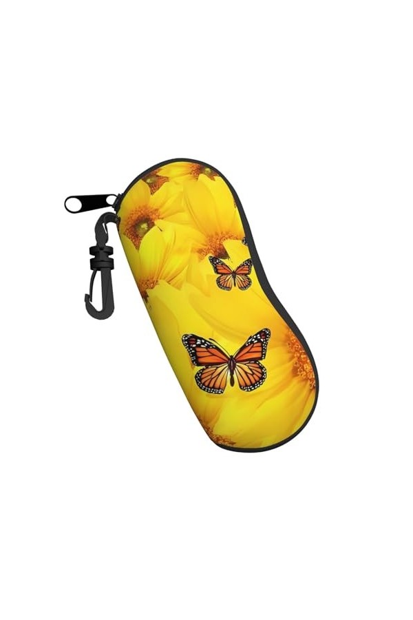 QQLADY Étui souple avec clip pour lunettes de soleil et lunettes de soleil - Fond doré et bleu de Noël - Pour homme et femme,