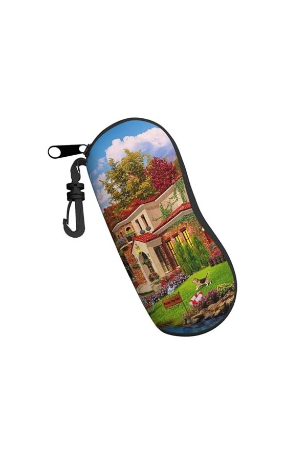 QQLADY Étui souple avec clip pour lunettes de soleil et lunettes de soleil - Fond doré et bleu de Noël - Pour homme et femme,