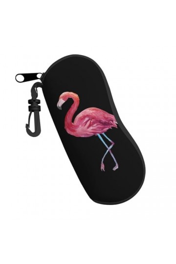 QQLADY Étui à lunettes de soleil grenouille et pluie pour homme et femme Étui souple avec clip, Flamants roses, taille unique