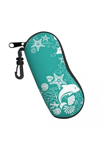 QQLADY Étui à lunettes de soleil lavande pour homme et femme - Étui souple avec clip, Dauphins Fleurs Mer Étoile de Mer Corai