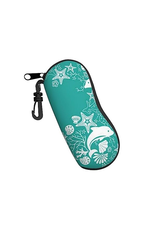 QQLADY Étui à lunettes de soleil lavande pour homme et femme - Étui souple avec clip, Dauphins Fleurs Mer Étoile de Mer Corai