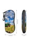 Grand étui à lunettes en forme de tracteur sous le ciel bleu et les nuages blancs - Support durable pour lunettes pour femme 