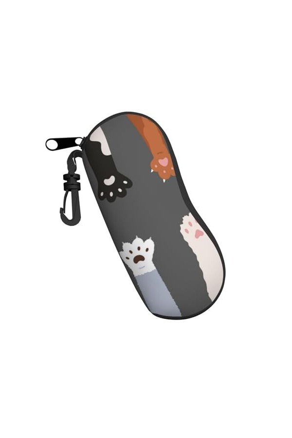 QQLADY Étui souple avec clip pour lunettes de soleil Motif pattes de chat pour homme et femme, Pattes de chat, taille unique