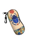 QQLADY Étui souple avec clip pour lunettes de soleil Motif fleurs et papillons colorés Pour homme et femme, Scarabée égyptien