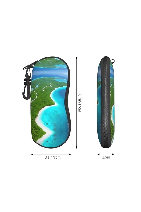 vacsAX Une île dans locéan Étui à lunettes polyvalent avec fermeture éclair pour homme et femme – Accessoire élégant et dura