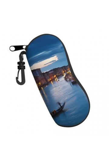 QQLADY Étui à lunettes de soleil à texture aquarelle bleu sarcelle et corail pour homme et femme Étui souple avec clip, Venis