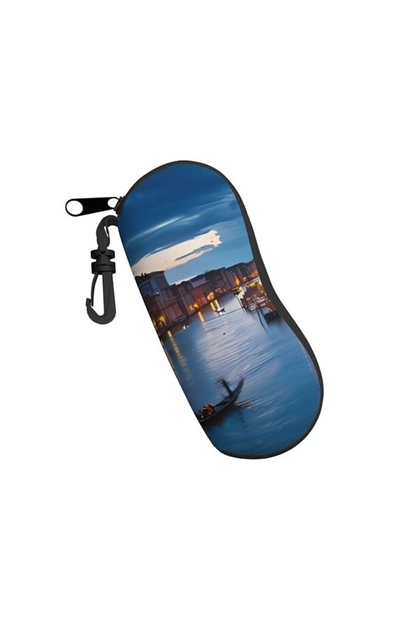 QQLADY Étui à lunettes de soleil à texture aquarelle bleu sarcelle et corail pour homme et femme Étui souple avec clip, Venis