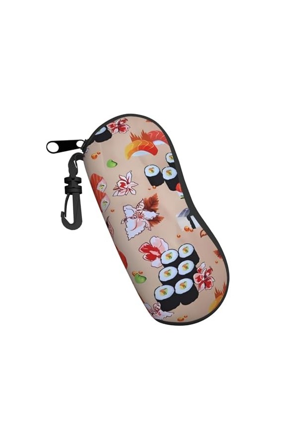 QQLADY Étui à lunettes de soleil pour homme et femme avec clip Motif patte de chien, Délicieux sushis., taille unique