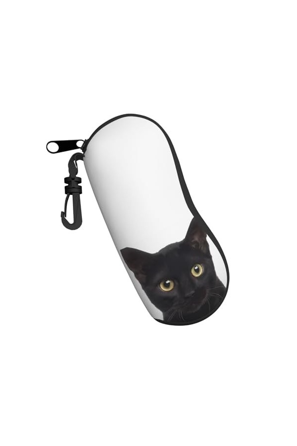 QQLADY Étui souple avec clip pour lunettes de soleil Motif sirène Noir, Chat mignon noir, taille unique