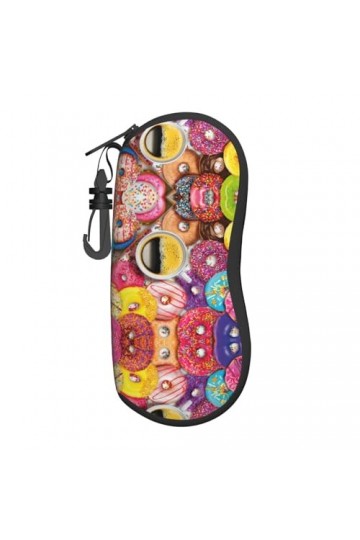 Grand étui à lunettes pour femme avec coque rigide pour café et beignets - Parfait pour les voyages et un usage quotidien, no