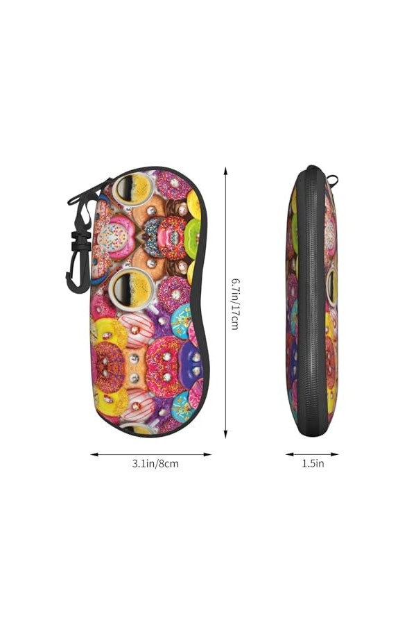 Grand étui à lunettes pour femme avec coque rigide pour café et beignets - Parfait pour les voyages et un usage quotidien, no