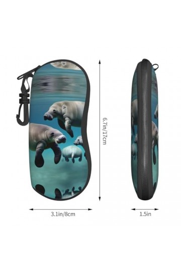 Grand étui à lunettes motif animaux lamantins, support de lunettes durable pour femme avec coque rigide – Parfait pour les vo