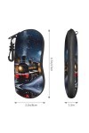 Grand étui à lunettes pour femme avec coque rigide pour lhiver, Noël, nuit de neige, train ferroviaire – Parfait pour les vo