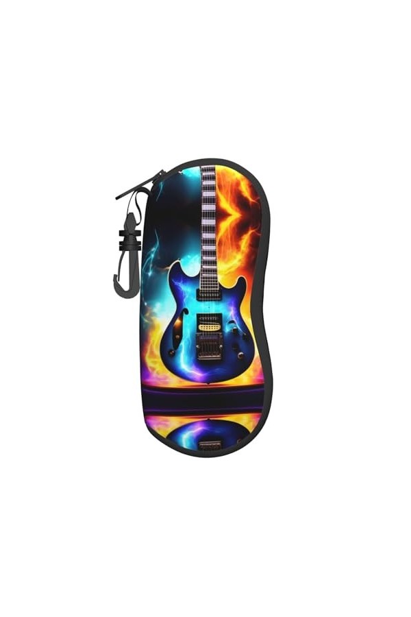 Grand étui à lunettes en forme de guitare électrique magique, support de lunettes durable pour femme avec coque rigide – Parf