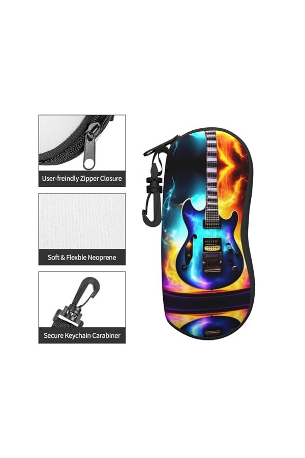 Grand étui à lunettes en forme de guitare électrique magique, support de lunettes durable pour femme avec coque rigide – Parf