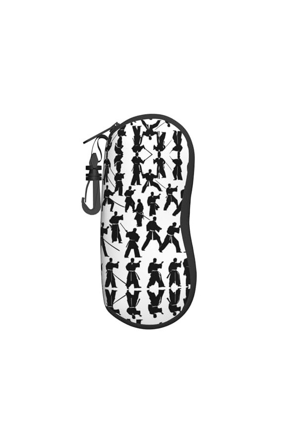 Grand étui à lunettes Silhouettes darts martiaux, support de lunettes durable pour femme avec coque rigide – Parfait pour le
