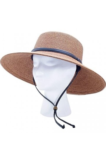 Sloggers Chapeau de Soleil tressé à Large Bord avec Cordon Coupe-Vent – Protection Solaire maximale UPF 50+ Marron foncé