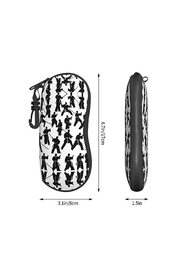 Grand étui à lunettes Silhouettes darts martiaux, support de lunettes durable pour femme avec coque rigide – Parfait pour le